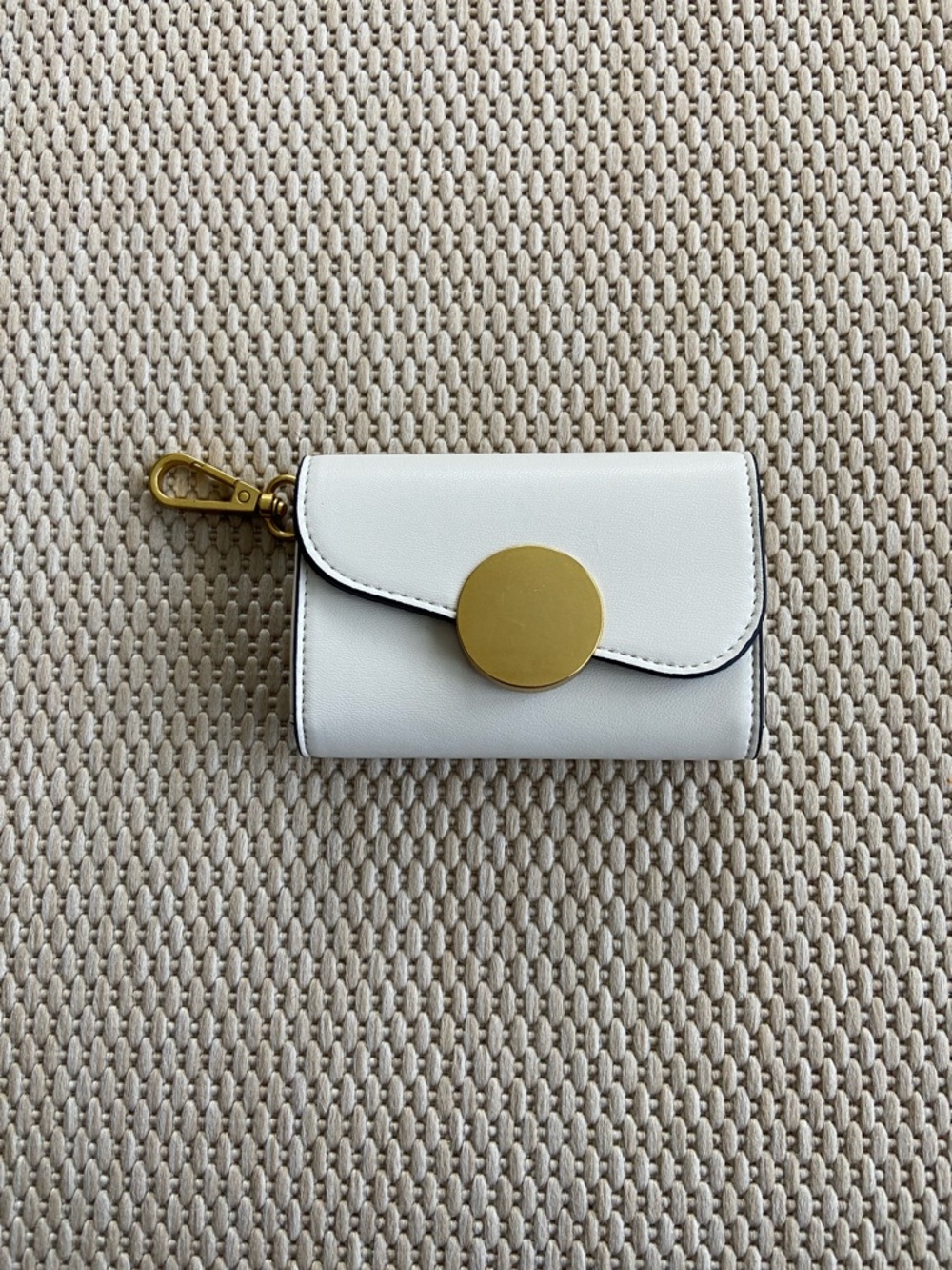 BCBGeneration White Wallet with Gold Disc Accent